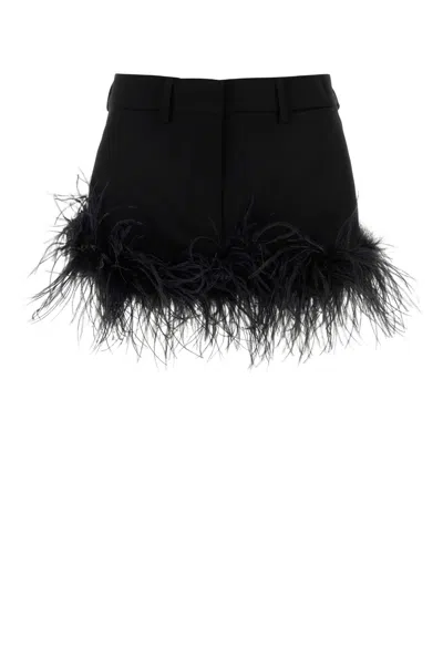 MIU MIU BLACK STRETCH WOOL MINI SKIRT