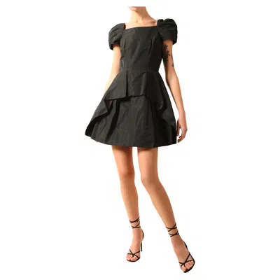 Pre-owned Miu Miu Black Structured Puff Sleeve Babydoll Mini Dress It 40
