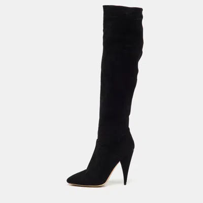 Pre-owned Miu Miu Black Suede Knee Length Boots Size 38