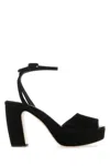 Miu Miu Suede Crisscross Platform Sandals
