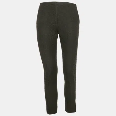 Pre-owned Miu Miu Black Textured Jacquard Slim Fit Trousers M