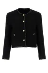 Miu Miu Black Sequin-embellished Tweed Jacket In Nero