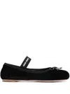 Miu Miu Bow-detailed Slip-on Satin Ballerina Shoes In Black