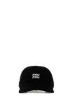Miu Miu Soft Velvet Baseball Cap With Curved Brim In Black