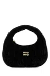 Miu Miu Black Velvet Wander Mini Shoulder Bag In Black