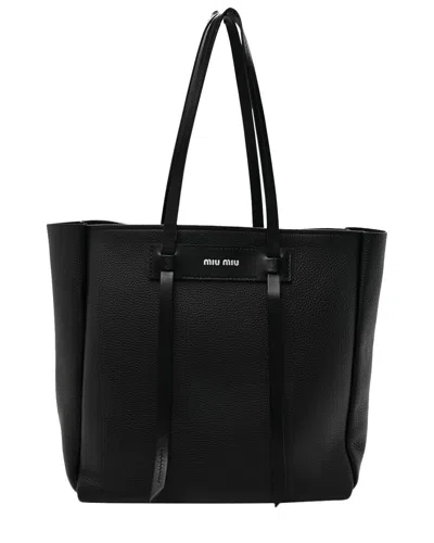 Miu Miu Black Vitello Daino Leather Tote (authentic Pre-loved)
