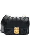 Miu Miu Black Vitello Shine Leather Patchwork Crossbody (authentic Pre-loved) In Black