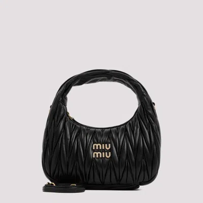 MIU MIU BLACK WANDER MATELASS MINI SHOULDER BAG