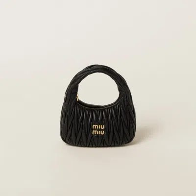 Miu Miu Black Wander Matelassé Hobo Bag