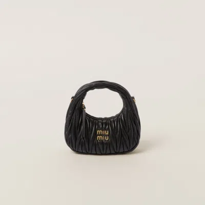 Miu Miu Black Wander Matelassé Hobo Mini-bag