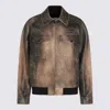 Miu Miu Black Washed Leather Jacket In Multi