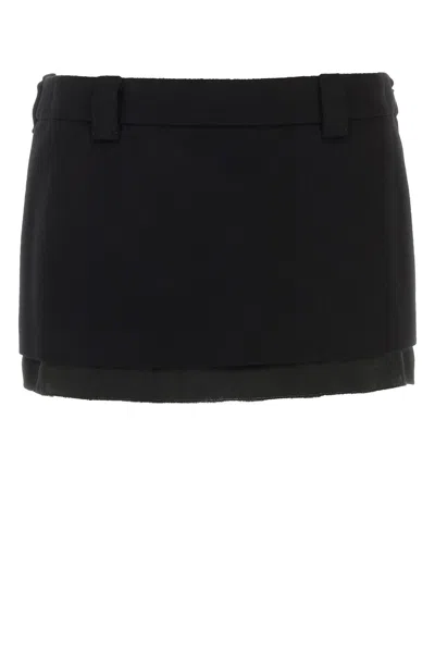 MIU MIU BLACK WOOL BLEND MINI SKIRT