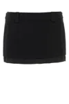 Miu Miu Black Wool Blend Mini Skirt In Black
