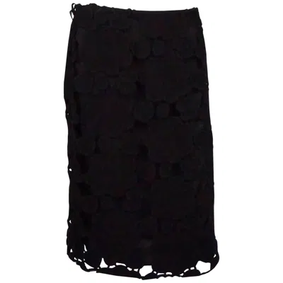 Pre-owned Miu Miu Black Wool Cutout Skirt - 42