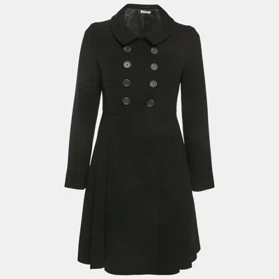 Pre-owned Miu Miu Black Wool Double Breasted Coat S