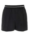 Miu Miu Black Wool Shorts In Nero