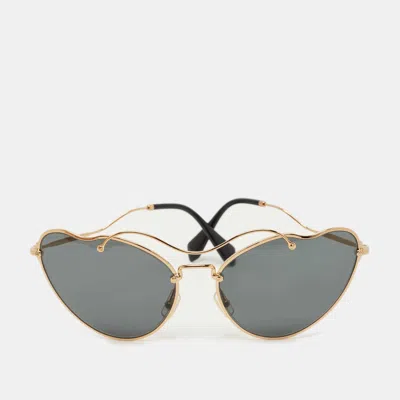 Pre-owned Miu Miu Black/gold Smu 55r Butterfly Sunglasses