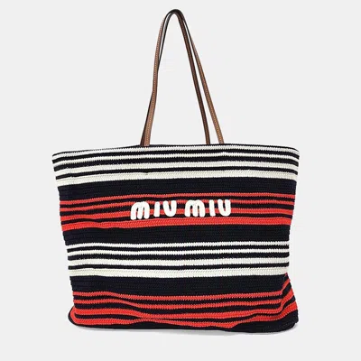 Pre-owned Miu Miu Black/red White Fabric Shoulder Bag