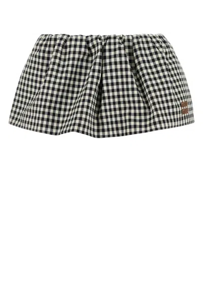 MIU MIU BLACKWHITE CHECK MINISKIRT