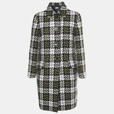 Pre-owned Miu Miu Black/white Houndstooth Wool Coat S