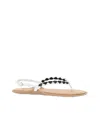 Miu Miu Blackwhite Leather Sandals In White