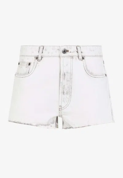Miu Miu Bleached Denim Mini Shorts In Multi