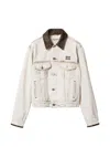 Miu Miu Jacket Contrast Collar Long Sleeves Chest Pockets In Transparent
