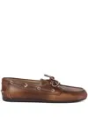 Miu Miu Burnt Brown Moccasin In Vintage Effect Leather In Brown