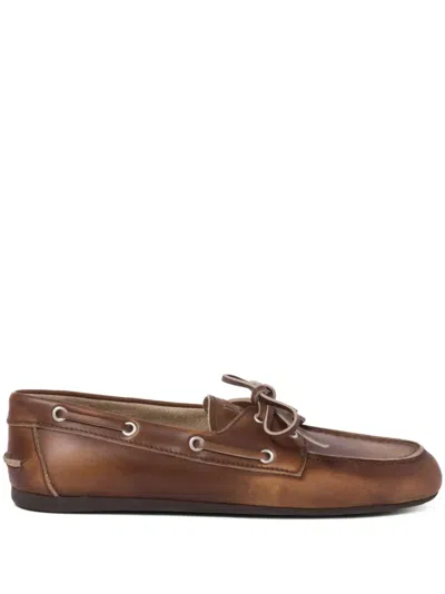 Miu Miu Burnt Brown Moccasin In Vintage Effect Leather