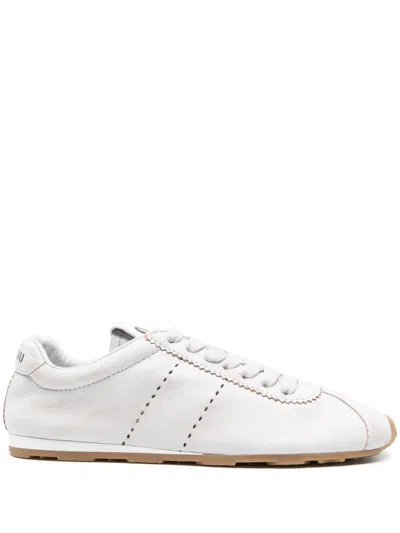 MIU MIU BLEACHED LEATHER SNEAKERS