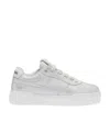 Miu Miu Bleached Leather Sneakers In White