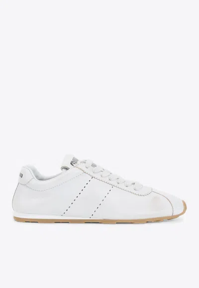 Miu Miu Plume Sneaker In Ivory Leather Women In Multi