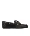 Miu Miu Leather Loafers With Lace Detail And Metal Eyelets In Black