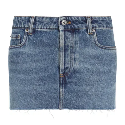 Miu Miu Denim Skirt With Belt Loop In Blue