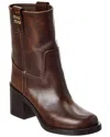 Miu Miu Block Leather Bootie In Brown