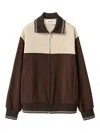 Miu Miu Zip-front Colorblock Knit Sweater In Brown