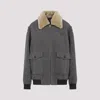 Miu Miu Blouson Wool Shearling Collar In Gray