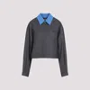 Miu Miu Cropped Wool Jacket Pointed Collar In Antracite