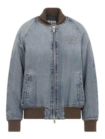 Miu Miu Blouson Jacket In Blue