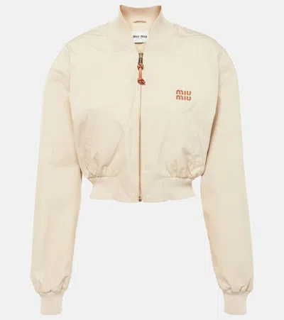 Miu Miu Blouson Panama Aus Baumwolle In Neutral