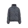 Miu Miu Jacket High Collar Checked Pattern Pockets Quilted In Gray