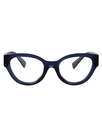 Miu Miu Blu Trasparente Acetate Glasses In Blue