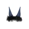 Miu Miu Denim Feathers Embellishment Top In Black