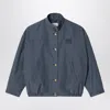 Miu Miu Checked Technical Fabric Blouson Jacket In Blue