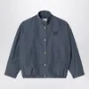 Miu Miu Checked Technical Fabric Blouson Jacket In Blue