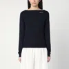 Miu Miu Blue Boat Neck Sweater In Wool In Navy