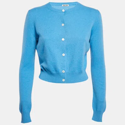 Pre-owned Miu Miu Blue Cashmere Knit Cardigan S