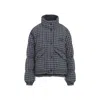 Miu Miu Jacket High Collar Checked Pattern Pockets Quilted In Blue