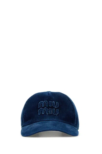 Miu Miu Blue Corduroy Baseball Hat