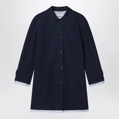Miu Miu Blue Cotton Overcoat